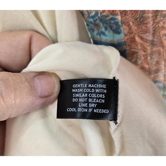 Boston Proper 2 Piece Sheer Dress Sparkly Boho Paisley Sz L Cream Tank Slip - Picture 8 of 16